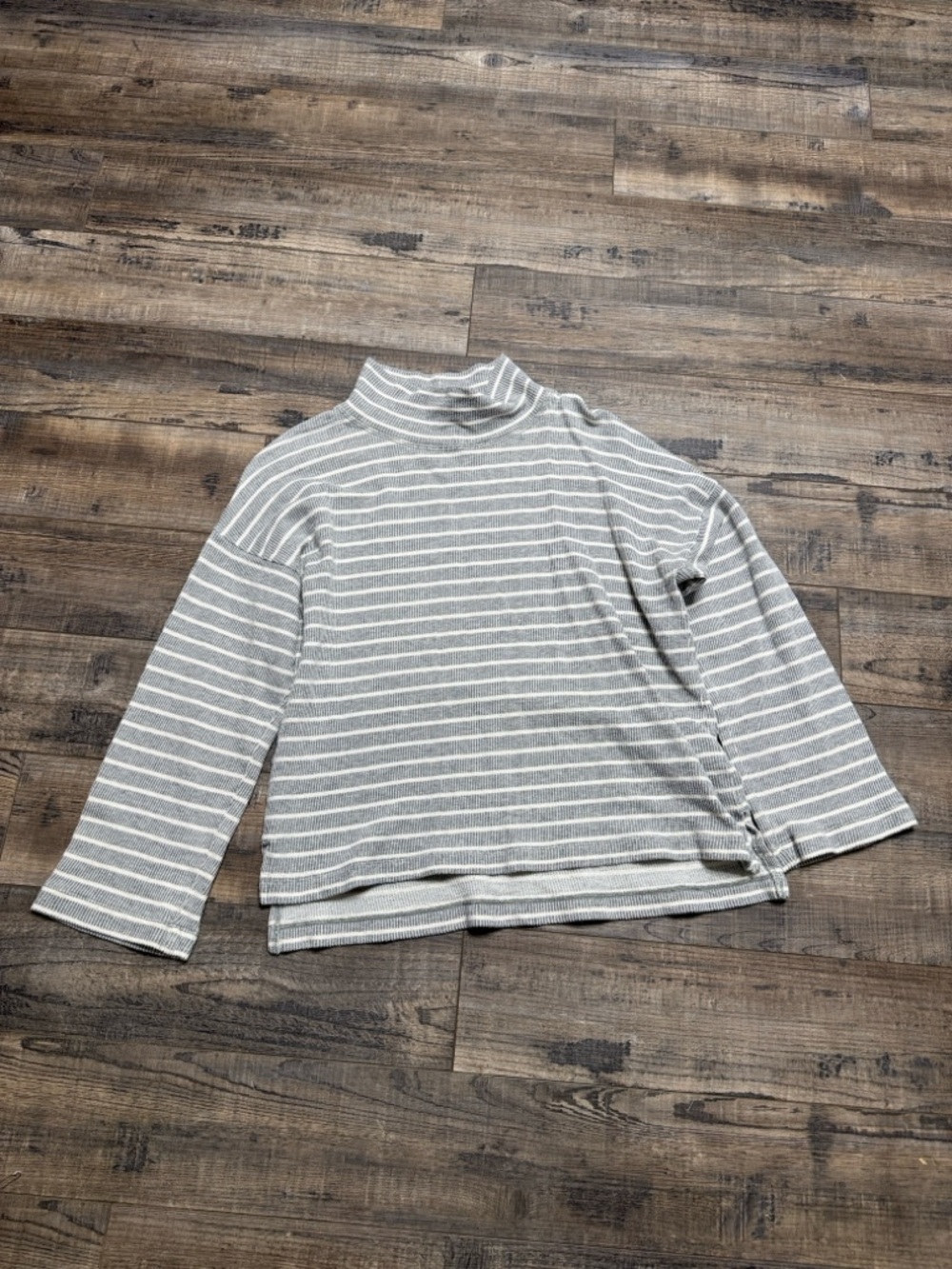 Madewell Gray & White Striped Mock Neck Top Women's Small